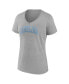 Women's Heather Gray North Carolina Tar Heels Basic Arch V-Neck T-shirt