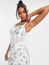 ASOS DESIGN mesh corset midi dress in blue ditsy print