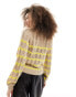 JDY lightweight pointelle jumper beige & yellow