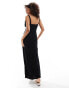 ASOS DESIGN linen blend contrast maxi dress in black