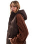 Threadbare 2 in 1 zip off longline gilet and puffer coat in brown