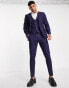 ASOS DESIGN skinny linen mix suit trousers in navy