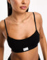 Cotton On scoop neck cotton bralet with branding in black