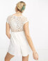 ASOS DESIGN crochet smock playsuit in cream