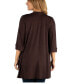 Open Front Elbow Length Sleeve Plus Size Cardigan