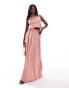 In The Style exclusive satin floaty maxi skirt co-ord in rose pink