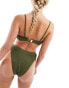 South Beach knot front crinkle bikini top in sage green