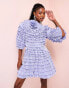 ASOS LUXE extreme ruffle skater mini dress in light blue