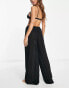 ASOS DESIGN drawstring palazzo beach trouser in black