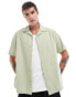 ASOS DESIGN relaxed revere shirt with back print in sage green