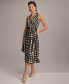 Donna Karan Women's Printed Belted A-Line Dress