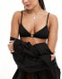 & Other Stories triangle bikini top with gold ring detail in black