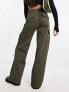 Urban Classics high waist wide leg cargo trousers in olive