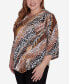 Plus Size Rue Rivoli Diagonal Animal Print Top With Necklace