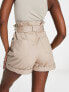 Morgan belted high waist shorts in beige