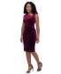 Women's Asymmetric-Neck Velvet Sheath Dress