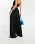 Urban Classics wide leg stretch trousers in black