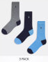 Polo Ralph Lauren 3 pack socks in blue grey navy with logo