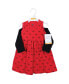 Baby Girls Quilted Cardigan and Dress, Red Black Bows