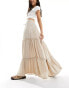 Vila tiered boho maxi skirt in stone