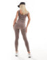 Mamalicious Maternity over the bump seamless ribbed legging co-ord in taupe