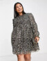 Lovedrobe Luxe Plus sequin smock mini in black