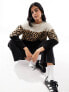 Only colourblock jumper in animal print