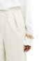 ASOS EDITION premium textured jersey wide leg trouser with asymmetric waistband in cream