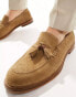 Walk London Putney Tassel Loafers In Tan Suede