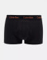 Calvin Klein 3-pack low rise trunks with contrast logo waistband in black