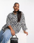 ASOS DESIGN Curve oversized long sleeve shirt in blue leopard print