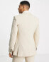 ASOS DESIGN wedding super skinny suit jacket in camel crosshatch