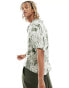 Native Youth tropical print revere short sleeve shirt in khaki