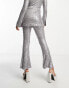 ASOS DESIGN Tall jersey sequin flare trouser in gunmetal