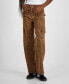 Juniors' Animal-Print Wide-Leg Cargo Pants