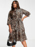 Vero Moda Curve long sleeve midi dress animal print