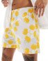 ASOS DESIGN short in white with yellow flower embroidery