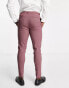 ASOS DESIGN wedding super skinny suit trousers with micro texture in burgundy