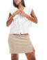 Object tailored mini skirt with notch front in beige