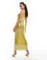 ASOS DESIGN sheer sequin one shoulder midi dress in chartreuse