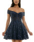 Juniors' Embellished Off-The-Shoulder Corset Dress