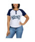 Women's White/Navy Tampa Bay Rays Fitted Henley Raglan T-Shirt