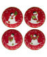 Holiday Magic Snowman 4 Piece Dessert Plate Set