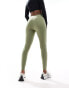 New Balance Linear Logo sleek 25 inch high rise leggings in olive green