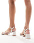 Glamorous low block heeled sandals in white