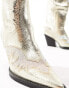 Simmi London Wide Fit Dakoa metallic western boot in gold