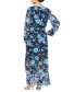 Women's V-Neck Chiffon Long-Sleeve A-Line Maxi Dress