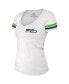 Women's Russell Wilson White Distressed Seattle Seahawks Fashion Player Name and Number V-Neck T-shirt