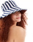 Accessorize stripe bucket hat in blue and white