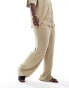 ASOS DESIGN Curve low rise linen look trouser in taupe